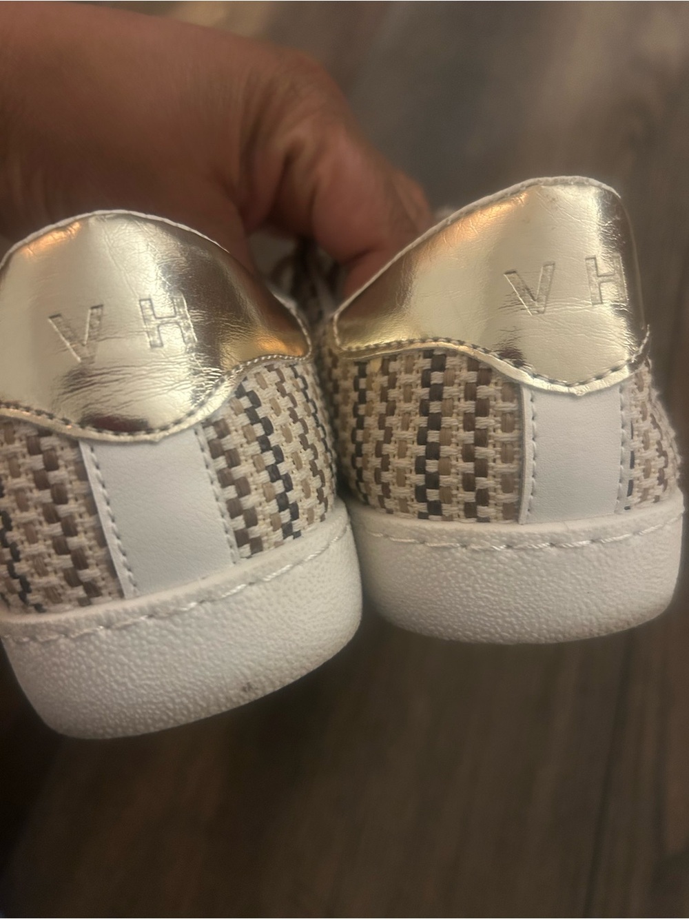 Vintage Havana Women's Beige, White and Black Woven Sneakers - Picture 4 of 14